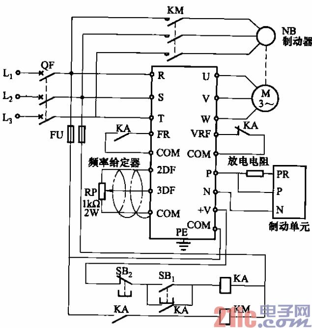 12.变频器带制动单元、电动机带制动器的运行电路.gif