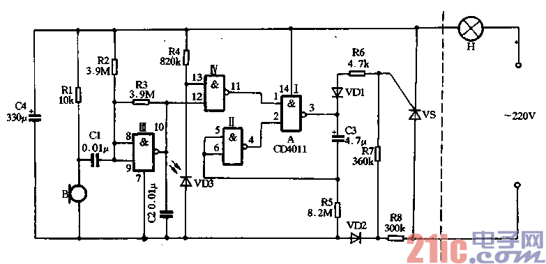 18.用CD4011制作声光双控延迟电灯（2）.gif