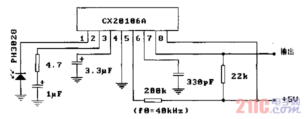CX20106／CX20106A（电视机）红外线遥控接收前置放大电路-典型应用电路.gif