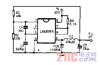 LM3578A用作降压的稳压器电路图.gif