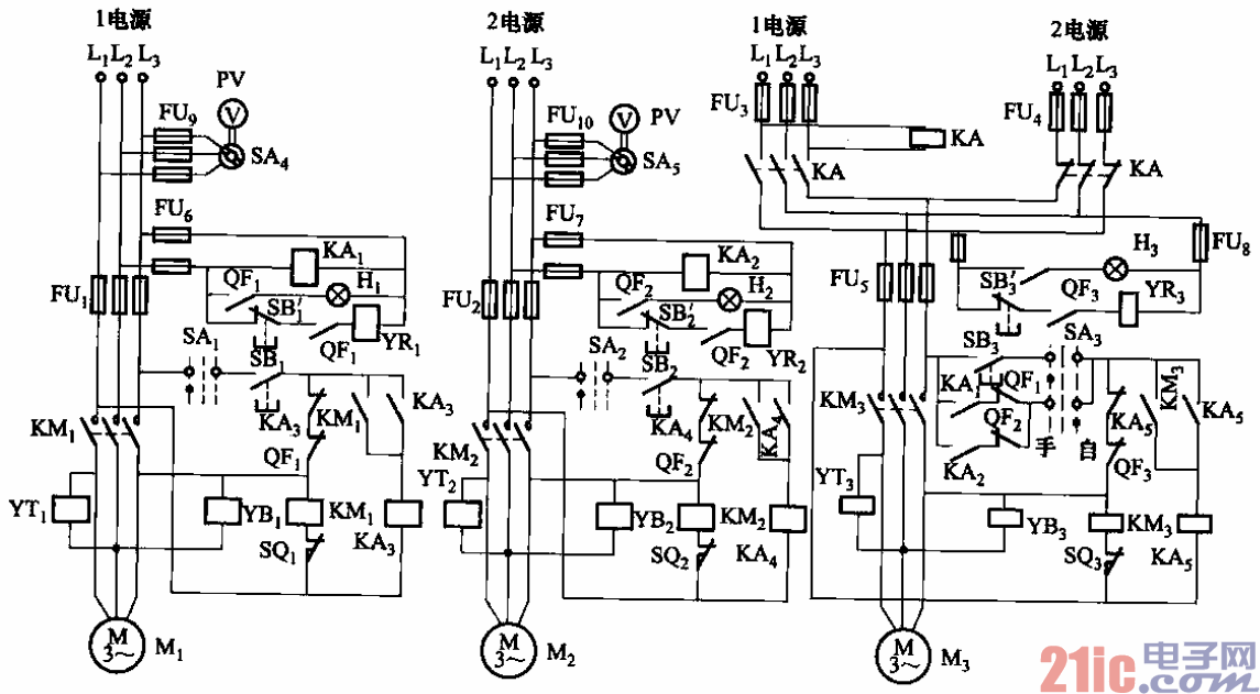 136.双路电源用低压断路器（电动机合闸）互投电路.gif