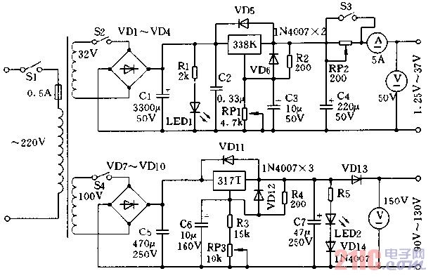 自制维修、充电两用稳压电源电路图.jpg