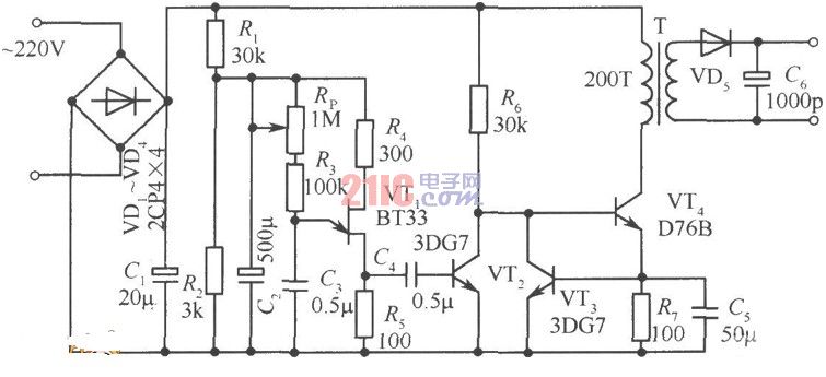用单结晶体管作脉冲发生器的他激式开关稳压电源电路图.jpg