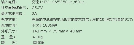 锂离子电池充电器参数