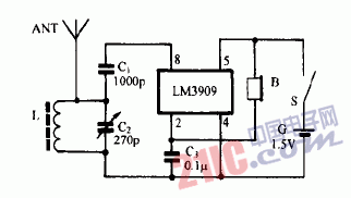 巧用LM3909作单片收音机电路图