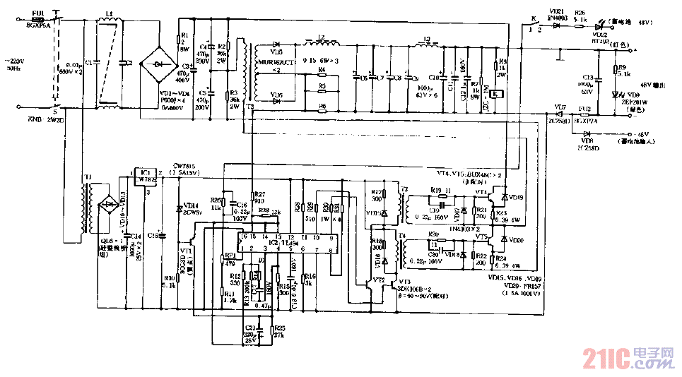-48V，5A开关电源电路图.gif