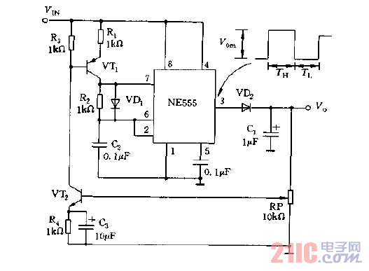 NE555构成的高效脉宽调制稳压电源电路图.gif