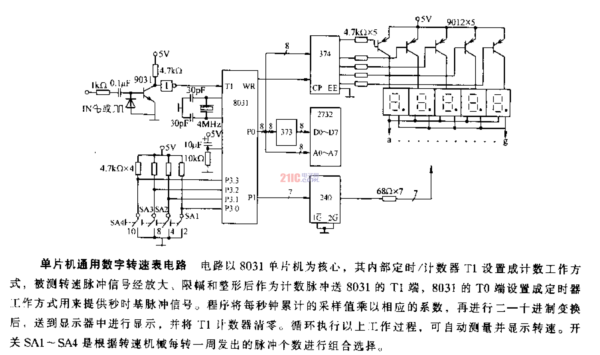 单片机通用数字转速表电路.gif