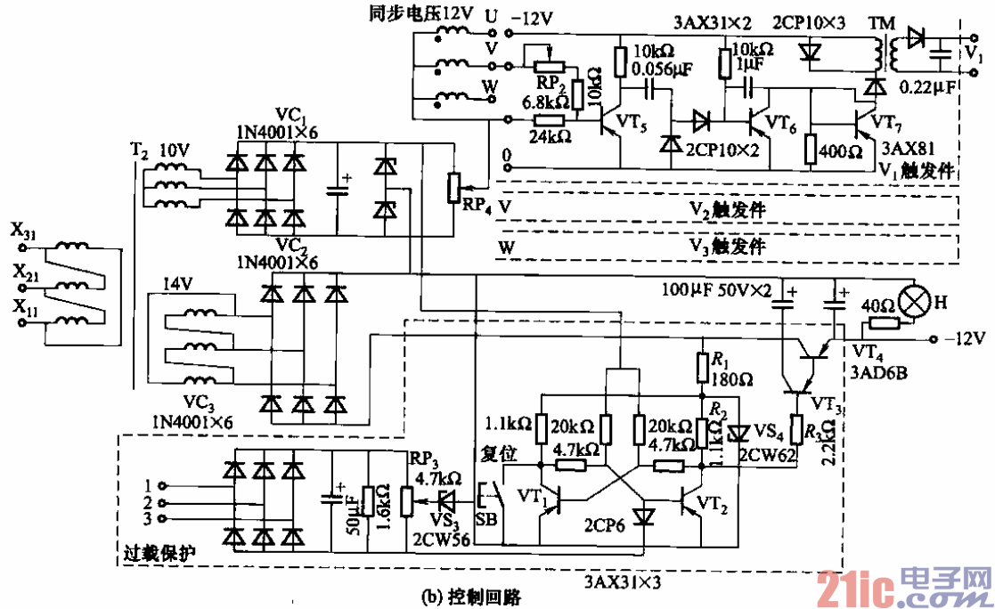 32.1500A-7V三相晶闸管调压电镀电源电路b.gif