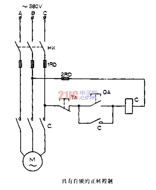具有自锁的正转控制电路图.gif