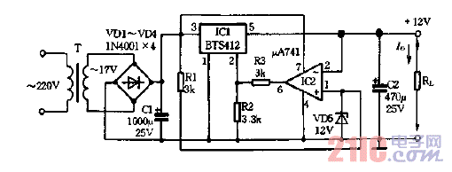 用BTS412设计的开关稳压电源电路图.gif