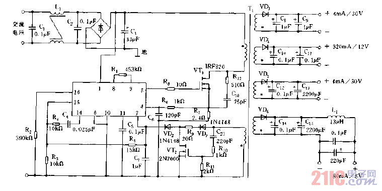 采用SI9120构成的电源实例电路图.gif