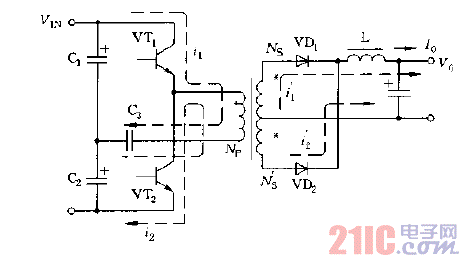半桥方式开关电源电路图.gif