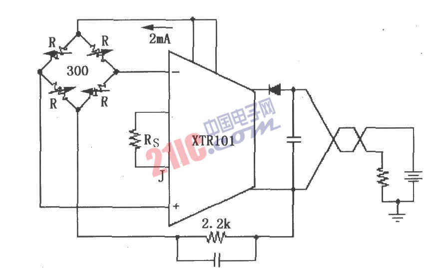 XTR101电桥输入、电流激励电路图