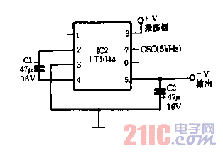 用LT1044产生负电源电路图.gif
