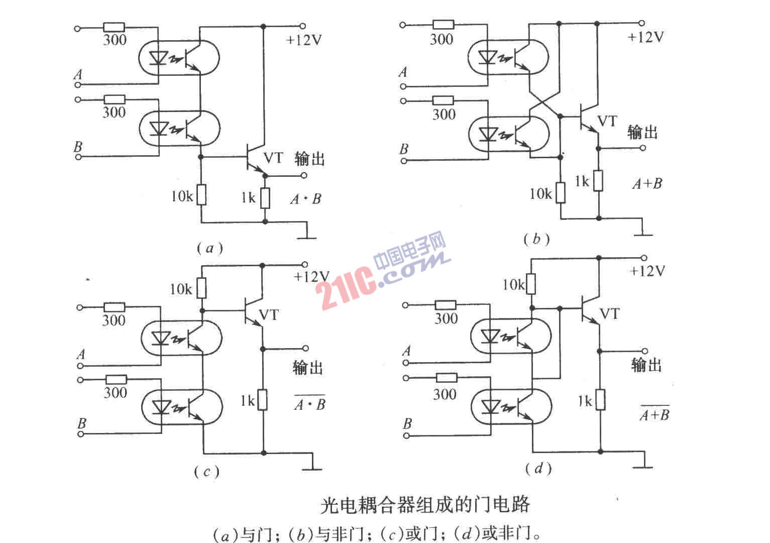 光电耦合器组成的门电路图