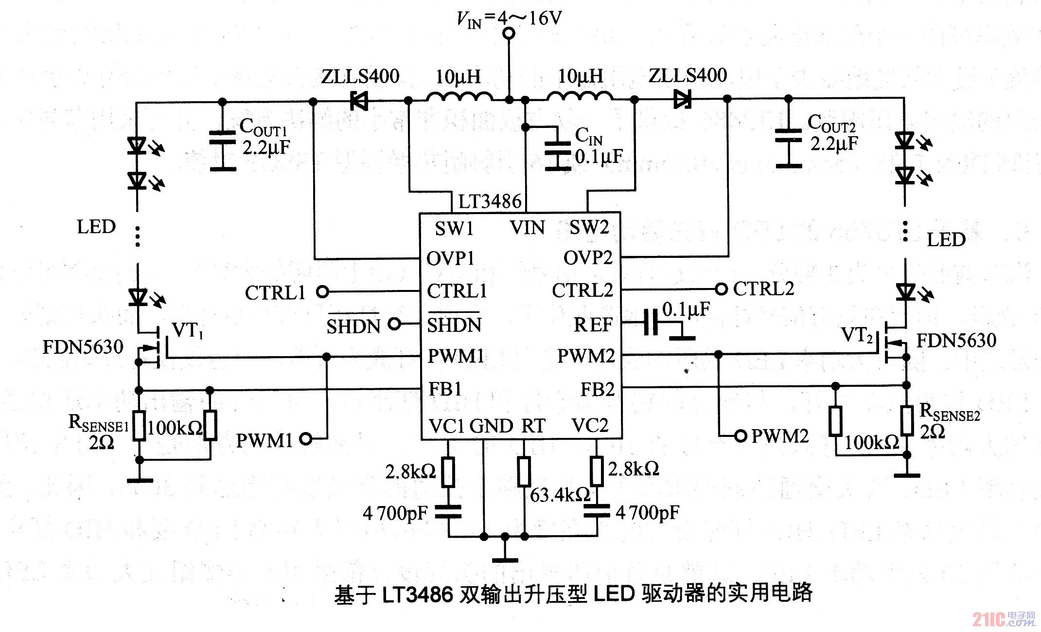 基于LT3468双输出升压型LED驱动器的实用电路.jpg