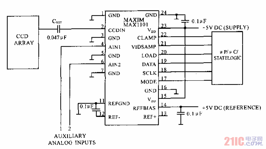 MAX1101与单片机连接典型电路.gif