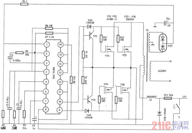大功率稳压逆变电源电路图.gif