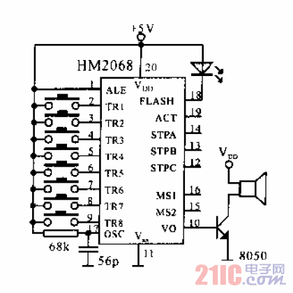 单片机语音合成集成电路HM2068手动操作模式应用电路.gif