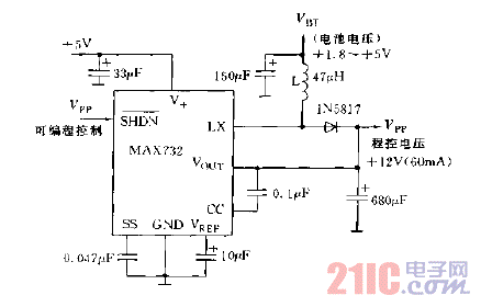 电池供电+12V快速存储器编程电源电路图.gif
