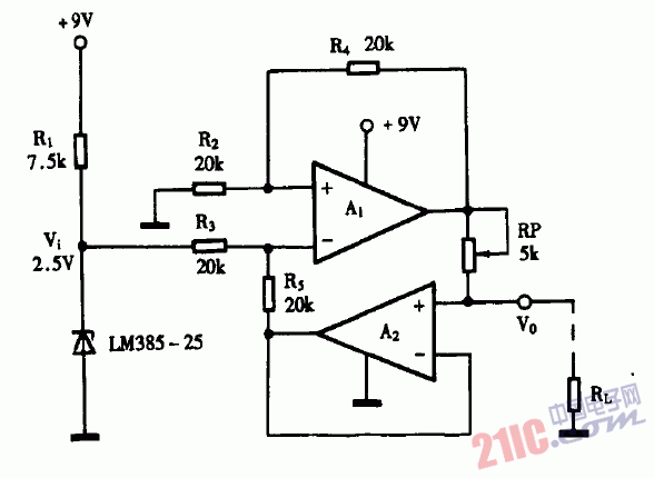 巧用LM324作恒流源电路图