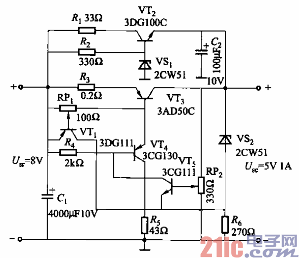 108.带过电流和短路保护的稳压电源电路之二.gif