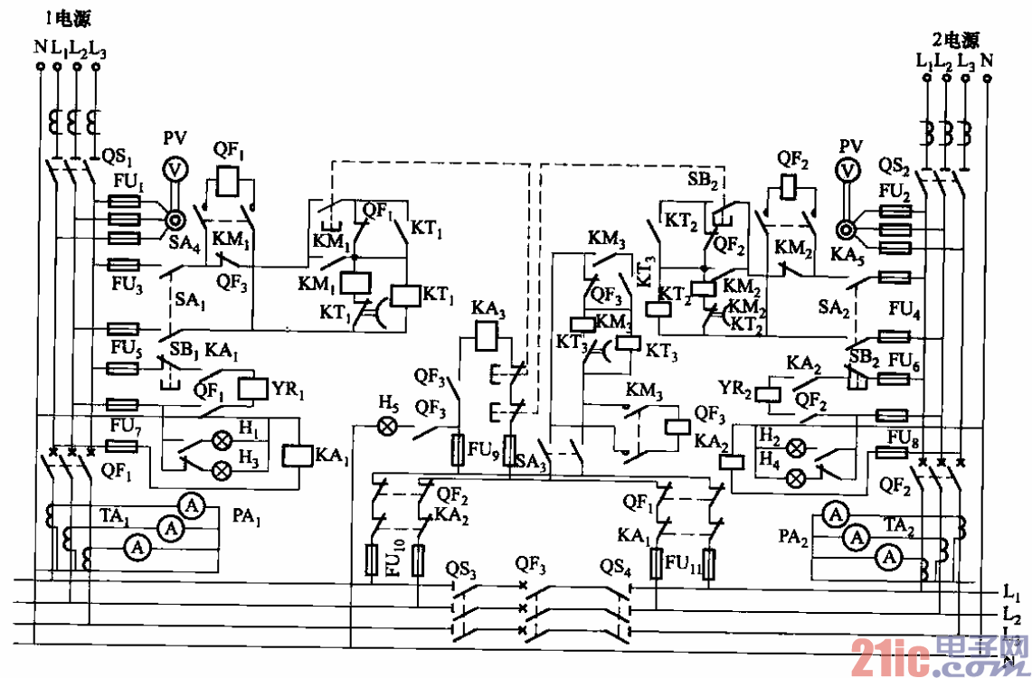 135.双路电源用低压断路器（电磁合闸）互投电路.gif