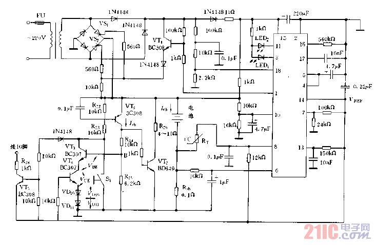 采用U2402B构成的带发电电路的充电电路图.gif