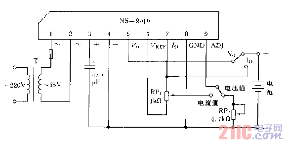采用NS-8910模块构成充电电路图.gif