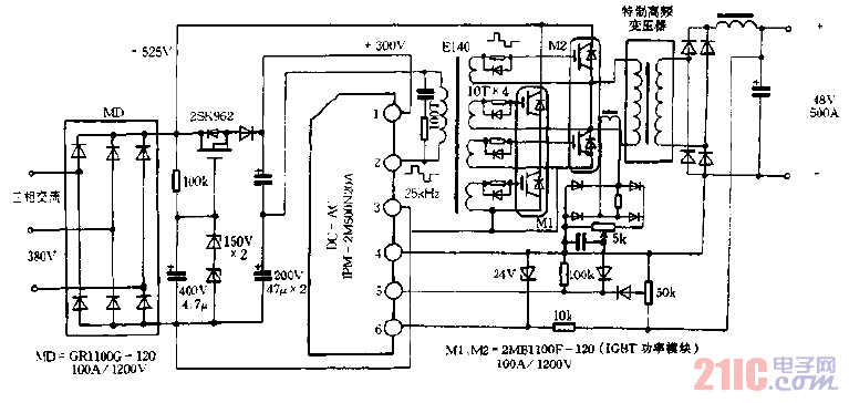 25KVA大功率开关电源电路图.gif