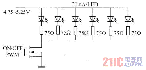利用固定偏置电压和限流电阻驱动LED电路图.gif