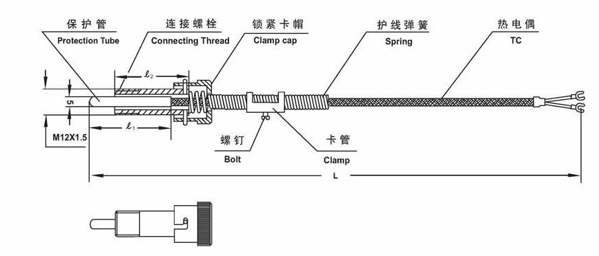 压簧式固定热电偶的结构