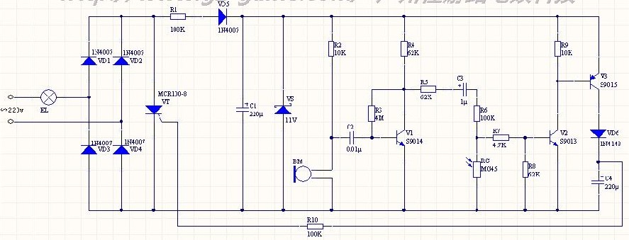 声光控开关电路原理图
