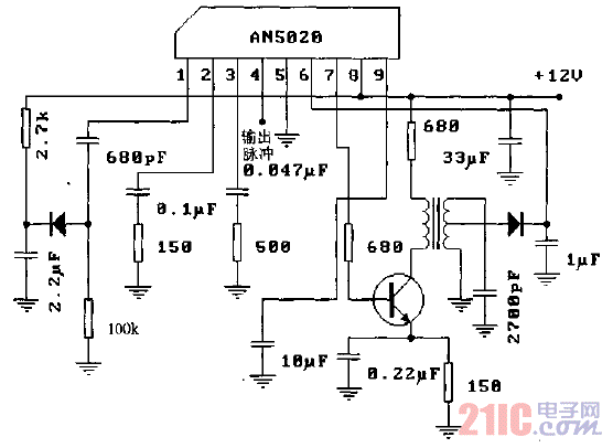 AN（电视机和录像机）红外线遥控接收前置放大电路-典型应用电路.gif