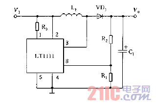 LT1111的典型应用电路升压电路图.gif