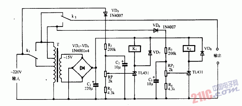 巧用TL431作交流稳压器电路图