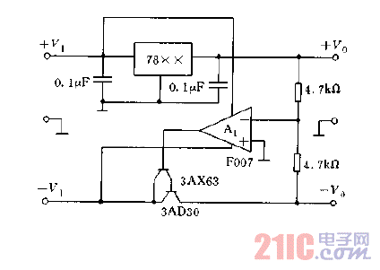 负压跟踪正压的稳压电源电路图.gif