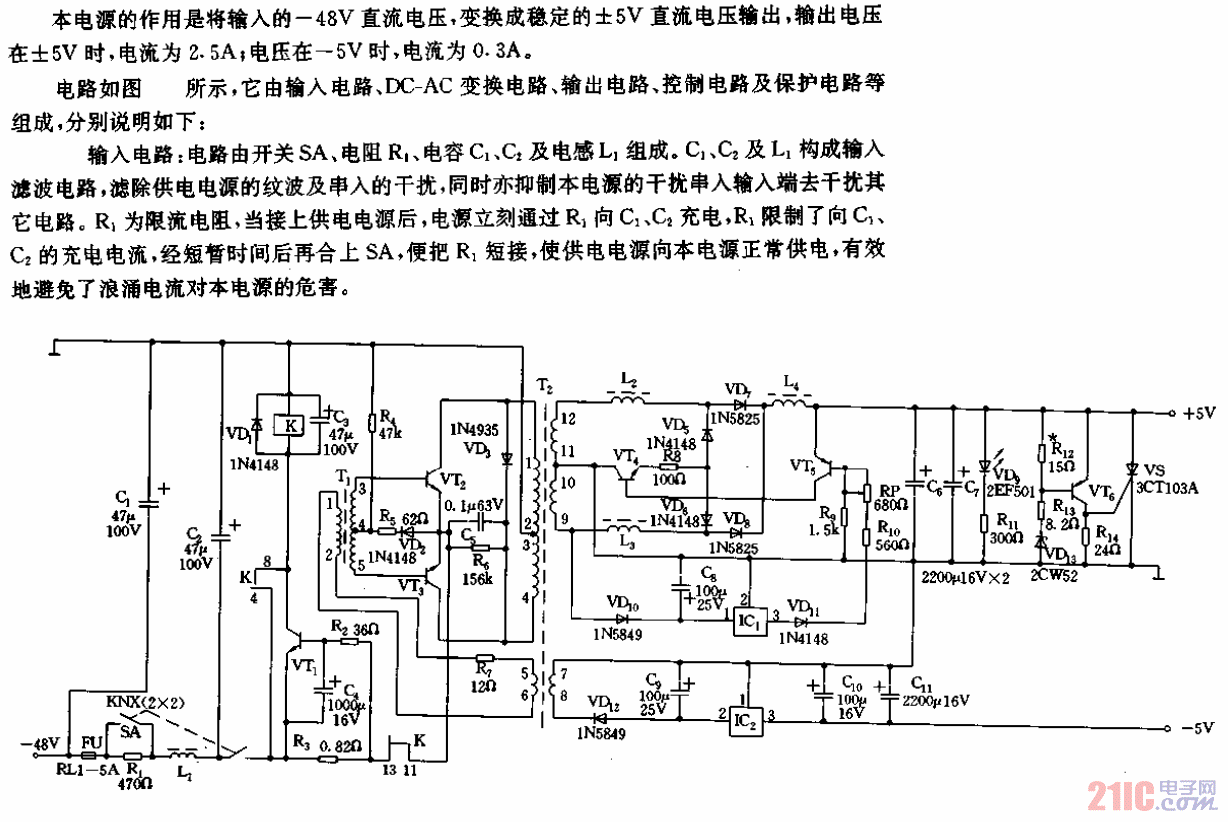 +5V2.5A、-5V0.3A稳压电源电路.gif
