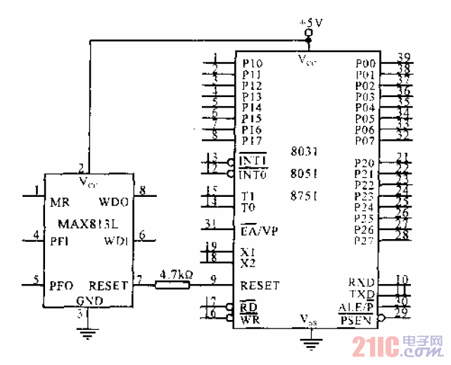 MAX813L与MCS-51单片机复位实用电路.gif