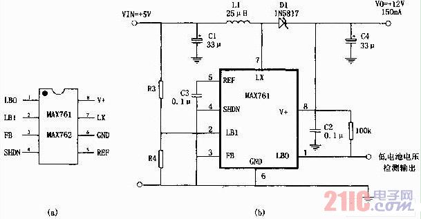 采用MAX761设计的5V转12V开关电源电路图.jpg