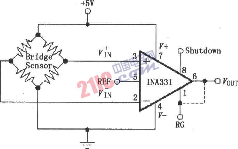 INA331／332构成的电阻电桥传感放大器电路