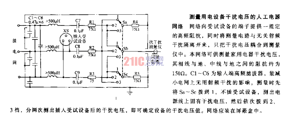 测量用电设备干扰电压的人工电源网络.gif