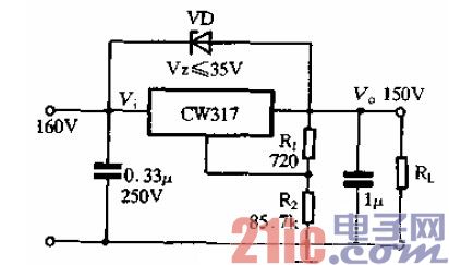 一款高输出电压的稳压电源电路图.jpg
