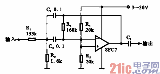 8.单电源低电压带通滤波放大器.gif