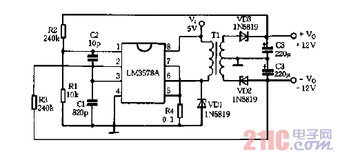RS-232线路电压驱动器电源电路图.gif