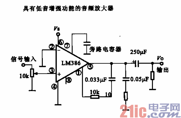 7.由运算放大器LM386构成的实用放大电路e.gif