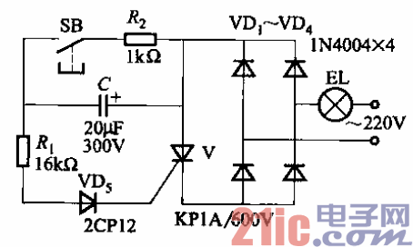 43.采用晶闸管的照明延时关灯电路之一.gif