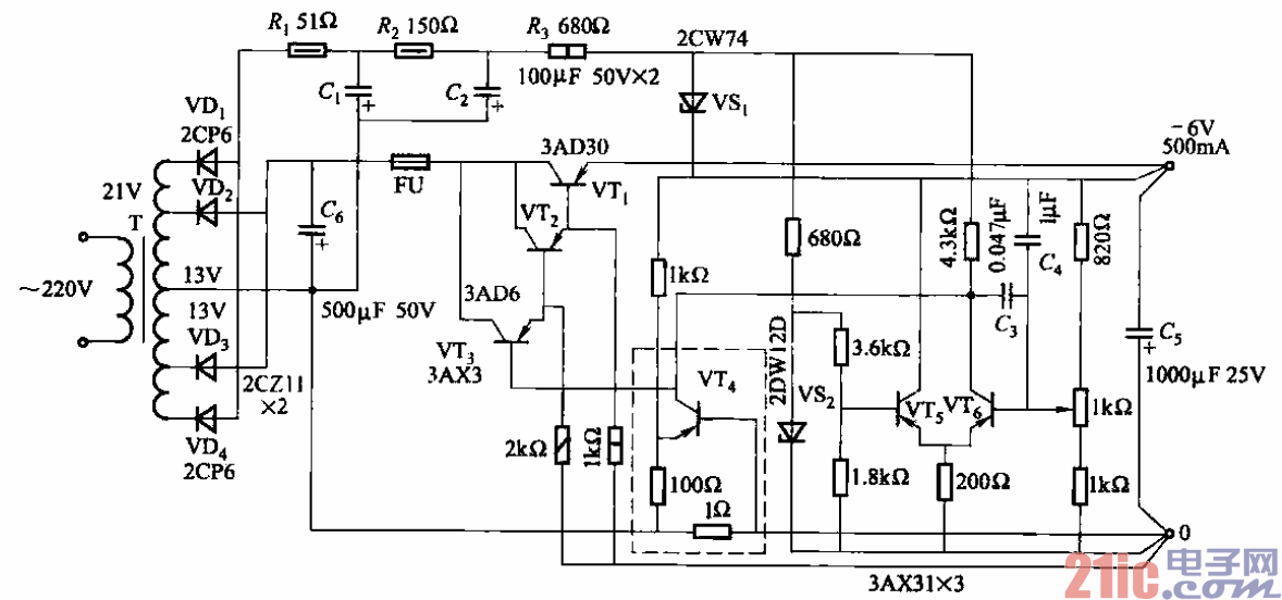 32.具有辅助电源及过电流保护的稳压电路之二.gif