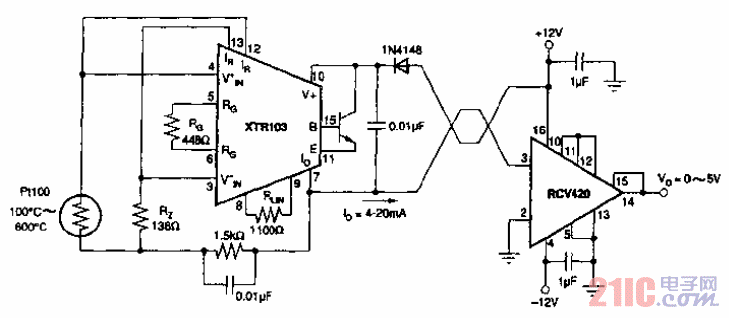 RTD装有±12V电源的发送／接收电路.gif